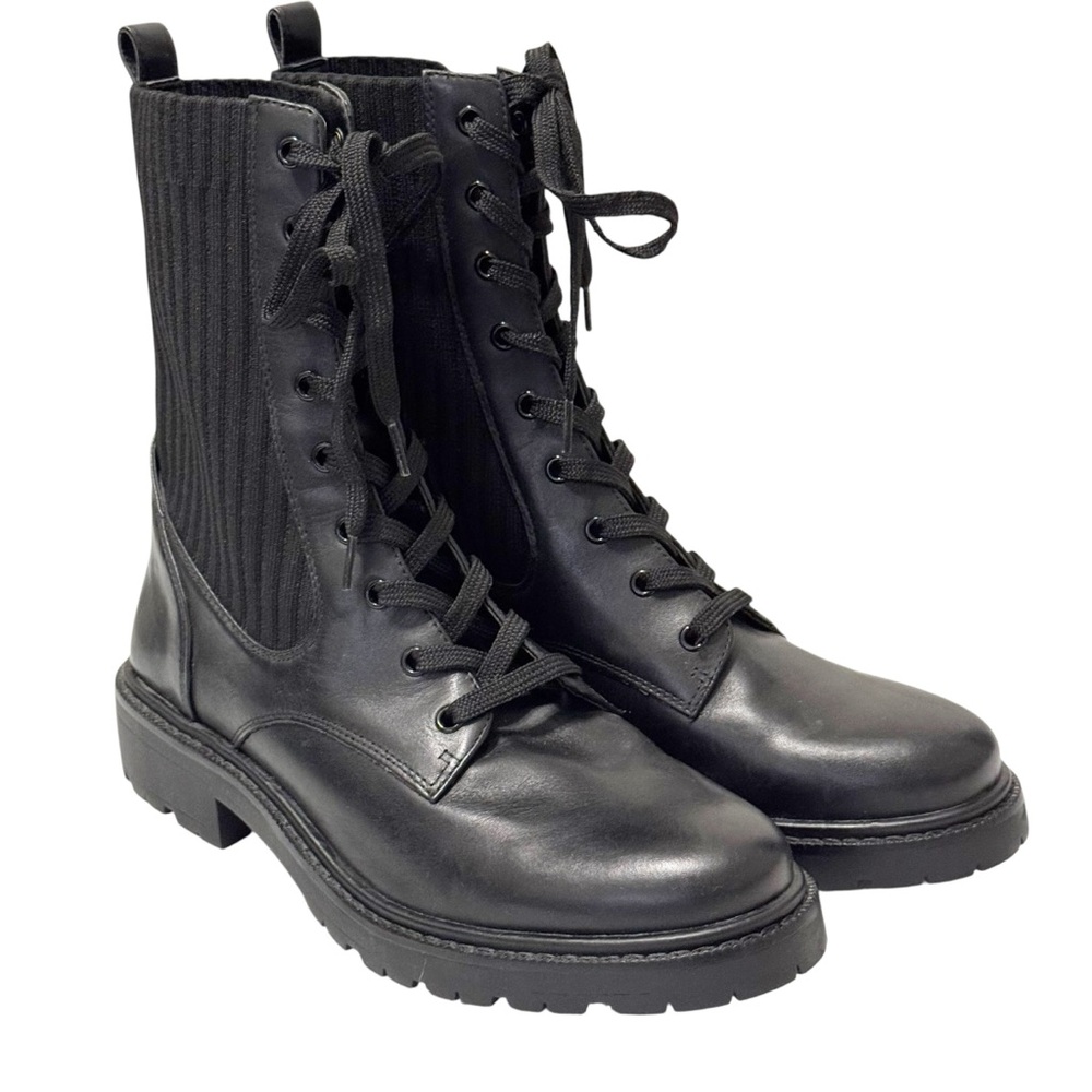 Sam Edelman Lydell Lace Up Combat Chelsea Boot Black 9 - Picture 2 of 14